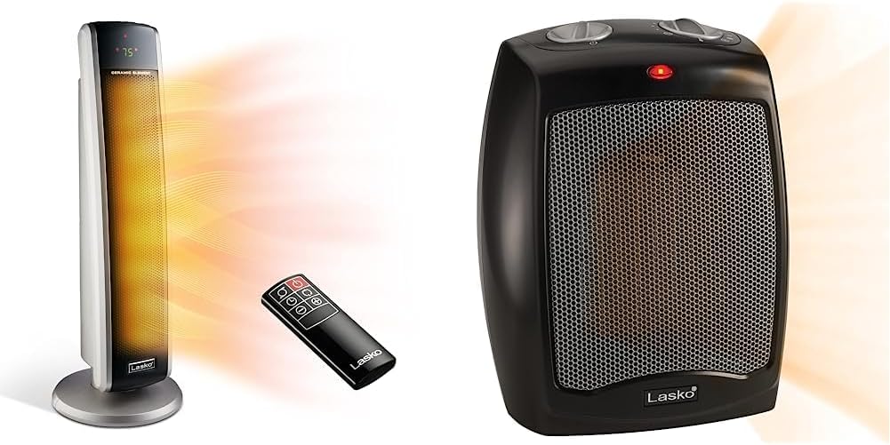 Lasko Oscillating Digital Ceramic Tower Space Heater - 29” - 5586 - Black | Built-In Handle, For Large Rooms, Cool Touch Housing, Overheat Protection Adjustable Thermostat, Timer, Remote, 1500W