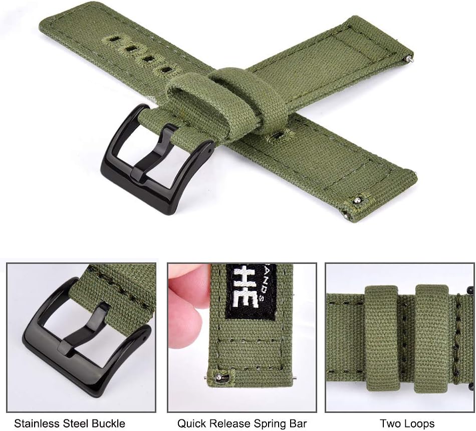 Ritche Christmas Gift Canvas Vintage Quick Release Watch Band 18mm 20mm 22mm 24mm Replacement Watch Straps for Men Women, White Elephant Gifts, Stocking Stuffers for Men, Father's Day gifts