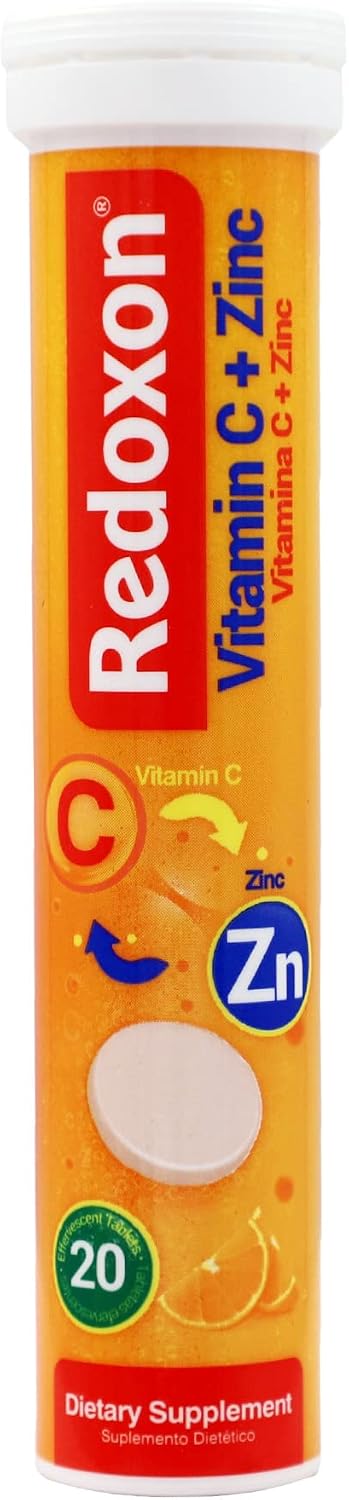 Redoxon Vitamin C + Zinc, Effervescent Tablets of Vitamin C and Zinc, Helps Support Your Immune System, Orange Flavor, 20 Effervescent Tablets, 2.82 Oz, Box