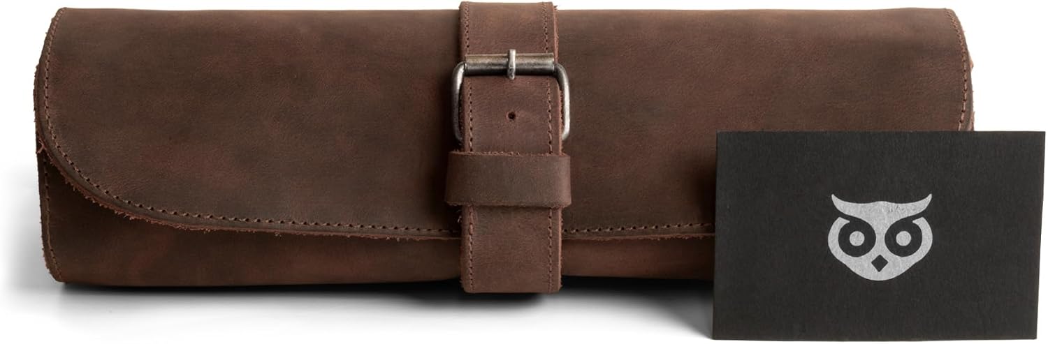 Hide & Drink, Cylinder Watch Case, Holds 4 Watches, Storage Box, Jewelry Roll Organizer, Travel Accessories, Full Grain Leather, Handmade