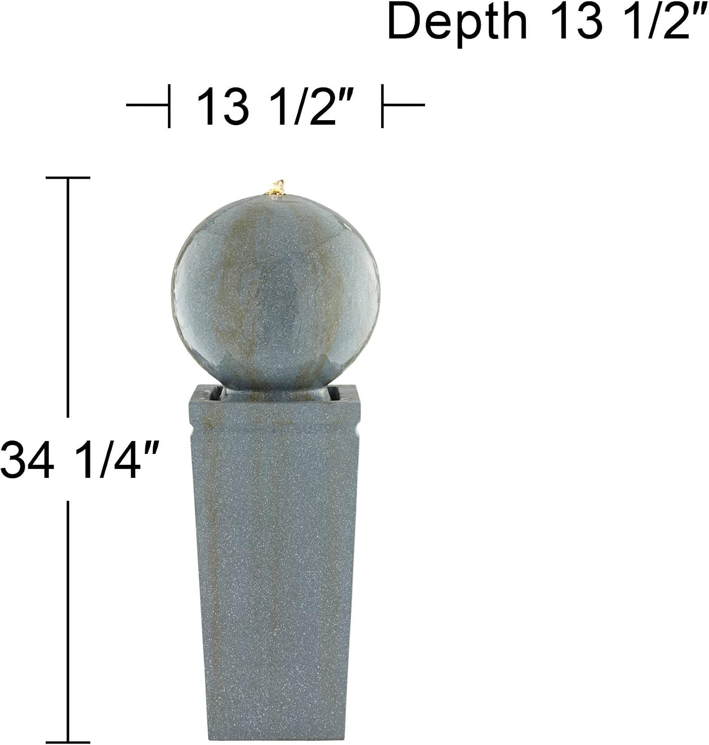 Sphere and Pillar 34 1/4" High LED Outdoor Indoor Large Bubbler Fountain