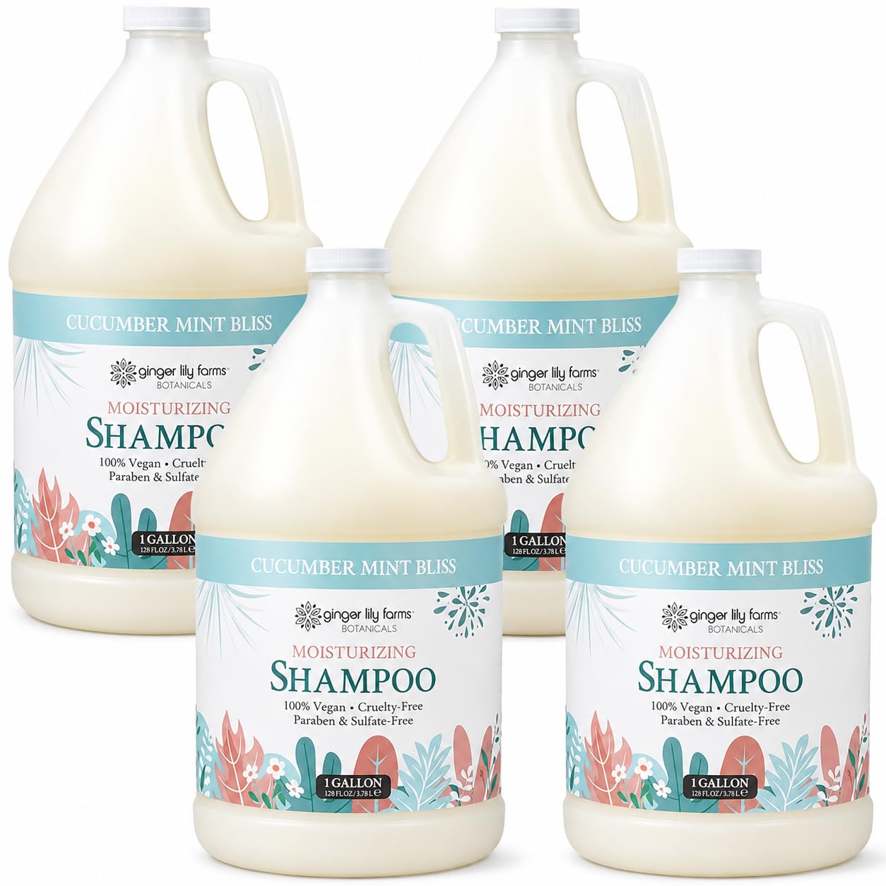 Ginger Lily Farms Botanicals Moisturizing Shampoo for All Hair Types, Coco Mango, 100% Vegan & Cruelty-Free, Coconut Mango Scent, 1 Gallon (128 fl oz) Refill | for Hands, Body & Hair, Moisturizing Wash, Salon Wash, Spa Cleanser, Salon & Spa Essentials, M…