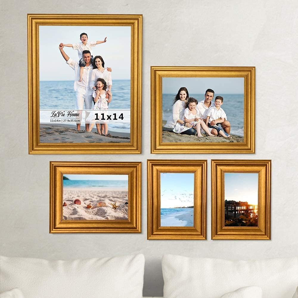 LaVie Home 8x8 Picture Frames (1 Pack, Gold) Square Photo Frame Set with High Definition Glass for Wall Mount & Table Top Display
