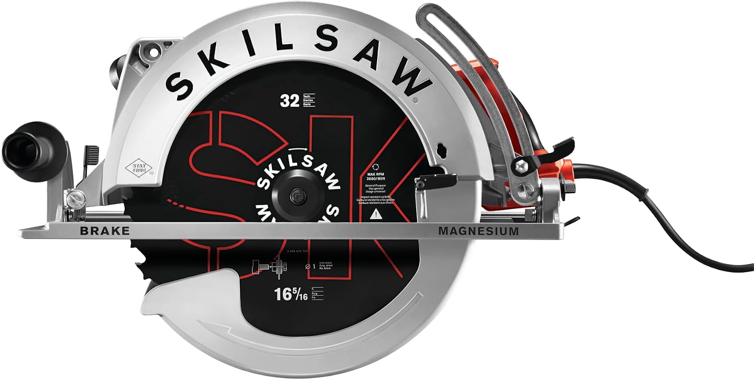 SKIL 16-5/16 In. Magnesium Worm Drive Skilsaw Circular Saw - SPT70V-11 | Cuts thick stock in one pass, square-cut footplate, brass gearing