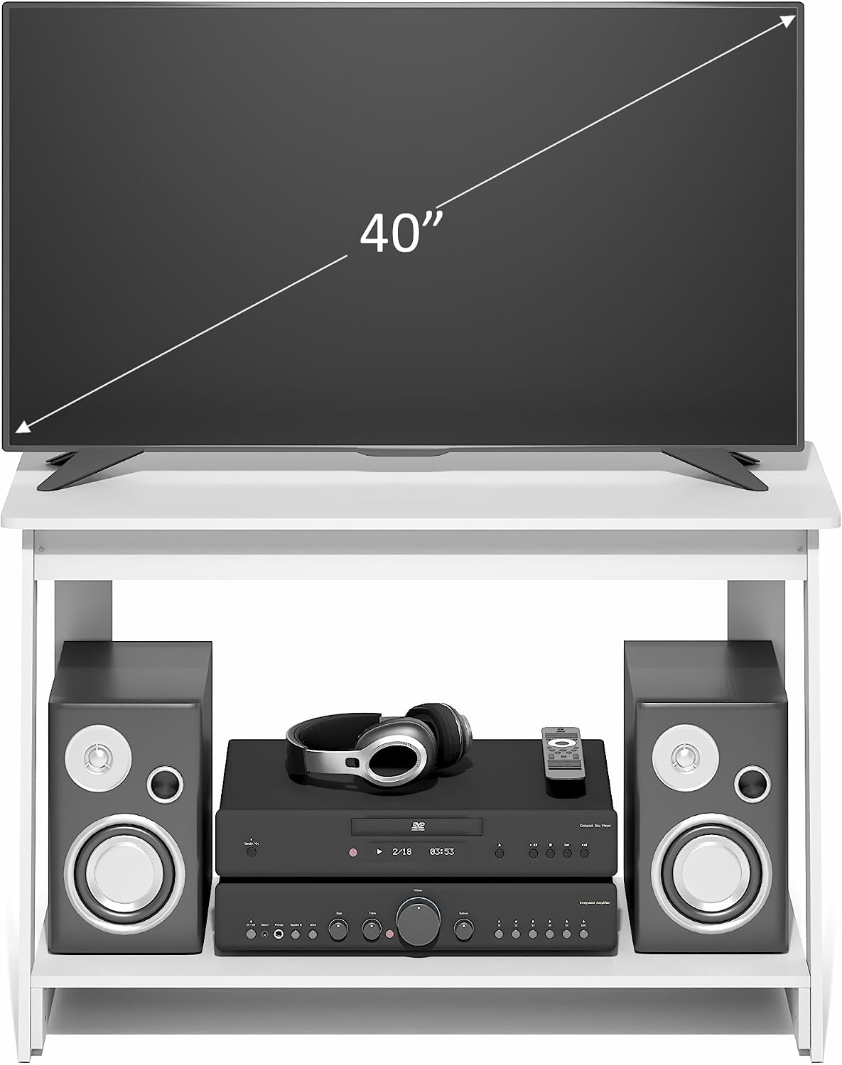Furinno Beginning TV Stand, 2-Tier Rectangular Entertainment Center with Shelf, TV Console for TV up to 36 Inch, Open Back, for Living Room, Bedroom, French Oak