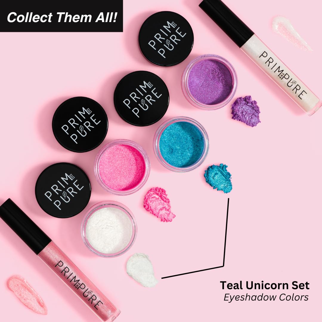 Prim and Pure Mineral Gift Set with Unicorn Mirror| Perfect for Play Dates & Birthday Parties | Kids Eyeshadow Makeup – Mineral | Organic &