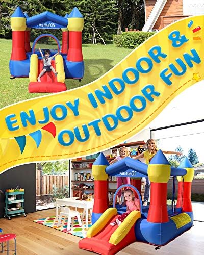 AirMyFun Pink Inflatable Toddler Bounce House with Blower, Indoor/Outdoor Jumping Castle for Kids 3-8, Inflatable Bouncy House with Slide, 82011B