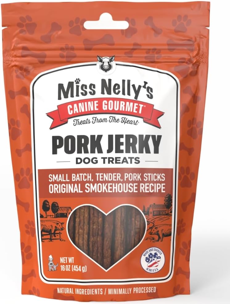 Miss Nelly's- All Natural Beef Jerky Dog Treats Made in USA Only, 16 oz Bag