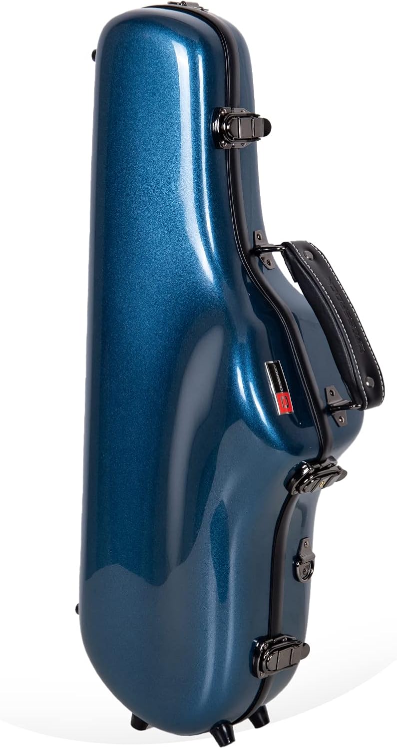 Crossrock Alto Saxophone Case-Fiberglass Hardshell with Backpack Straps in Blue
