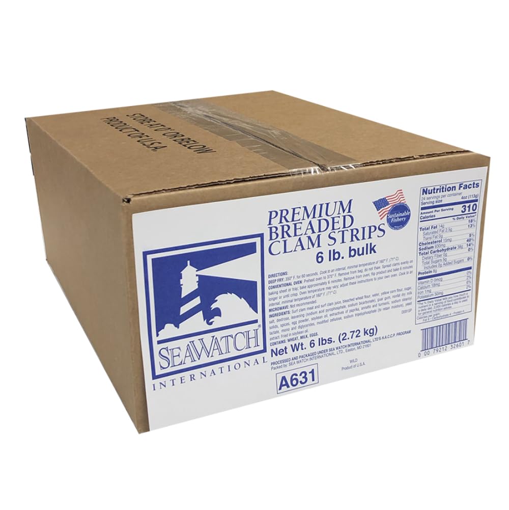 Sea Watch Frozen Captain Pride Fried Breaded Clam Strip, 6 Pound -- 1 each.