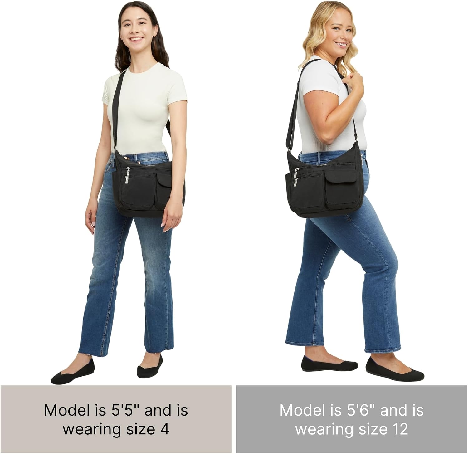 Baggallini womens Everywhere Bagg Crossbody Women 11x9 Lightweight Nylon Hobo Water-resistant Travel Bag W/Rfid
