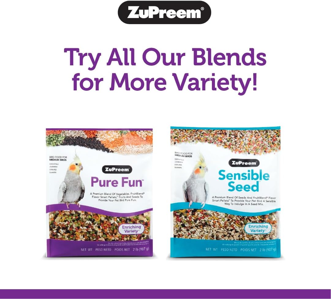 ZuPreem Sensible Seed Parakeet & Budgie Food, Variety Mixer, Small, 2 lb | Bird Food Mixer, Parrot & Parakeet Food, Budgie, Treats, Pellet Mix, Pumpkin Seeds, Safflower, Variety, Made in USA