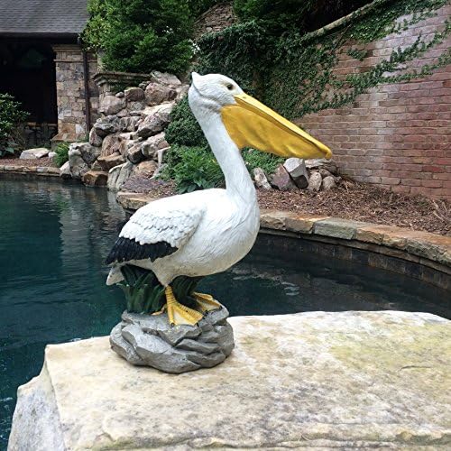 homestyles 20 in. Pelican on Ocean Coastal Rock Collectible Beach Statue-Natural Finish