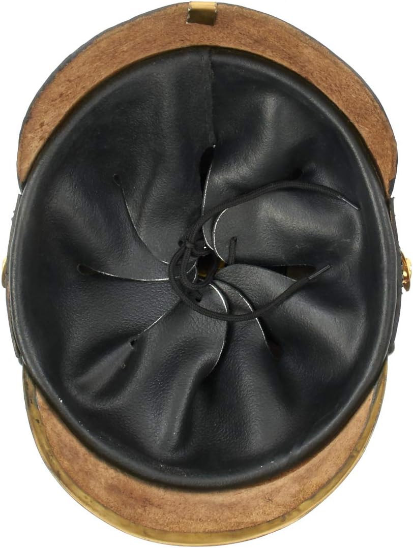 Medieval Replicas Imperial German Spiked Pickelhaube Officer Helmet- Black Leather & Brass