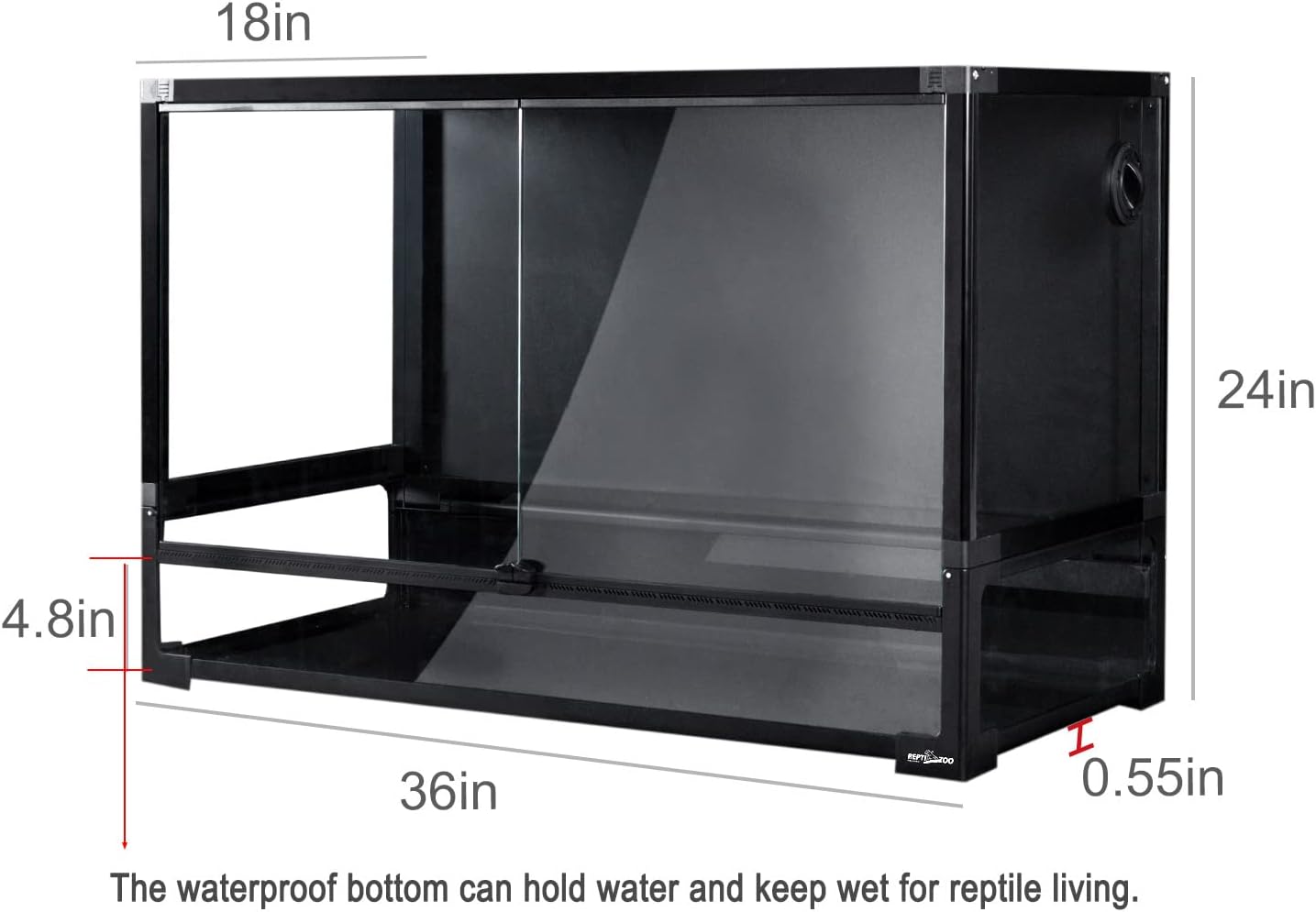 REPTI ZOO 85 Gallon Large Reptile Tank, Wide & Tall Tempered Glass Large Reptile Terrarium 47.2" x 17.7"x 23.6" for Tortoise Snake