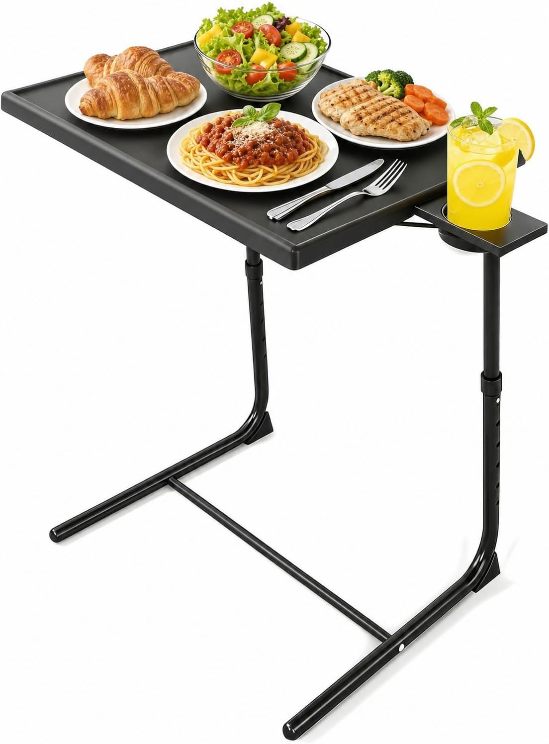 LORYERGO Multifunctional TV Tray Table - 2 Packs Adjustable TV Dinner Tray Tables with 6 Height & 3 Tilt Angle