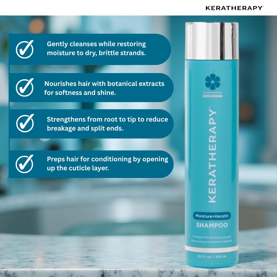 Keratherapy Keratin Infused Moisture Shampoo, 10.1 fl. oz., 300 ml - Anti Frizz Moisture Shampoo for Oily Scalp and Dry Ends - Kerabond Technology