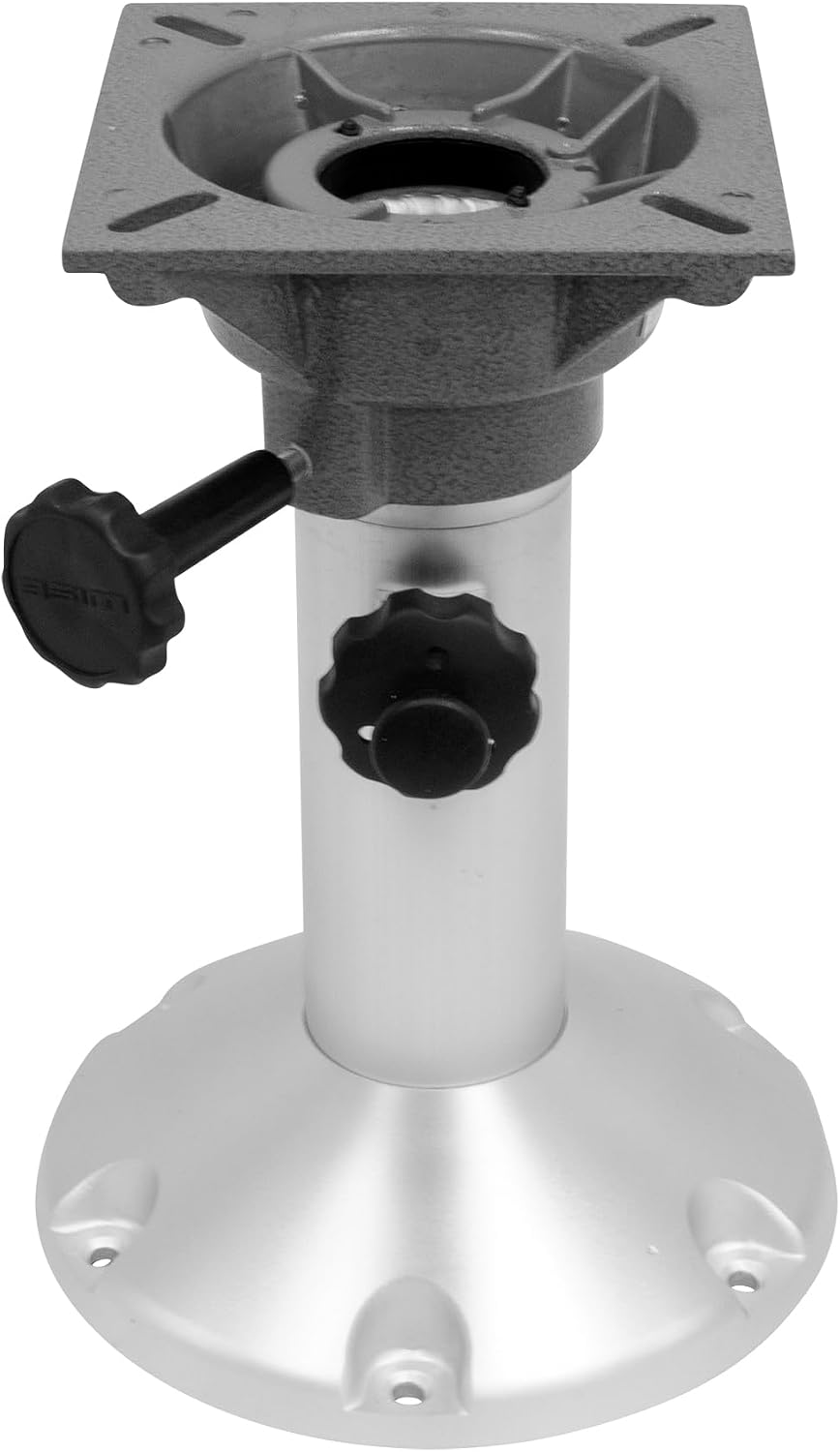 Wise 8WP21-18S Boat Seat Pedestal, Adjustable Height from 12" to 18", with Standard Seat Mount | 2-7/8 in anodized aluminum post, 9 in base
