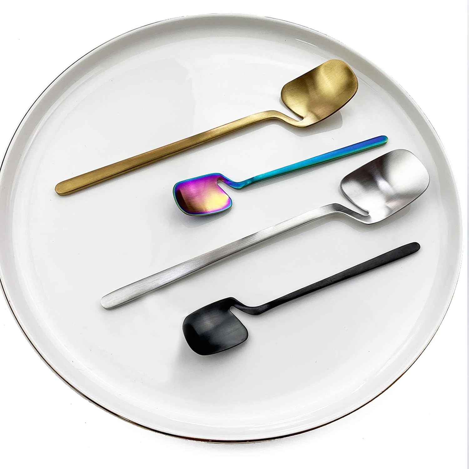 JASHII Hangable Silverware Set, Matte Rainbow Flatware Cutlery Set Service for 2