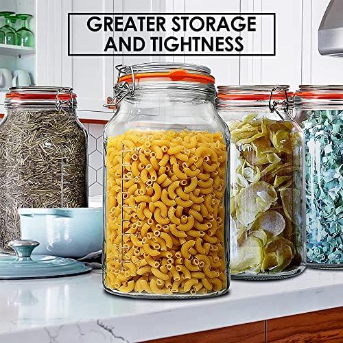 1 Gallon Glass Jars with Lids, 2 Pack Wide Mouth Mason Jars, 138 oz