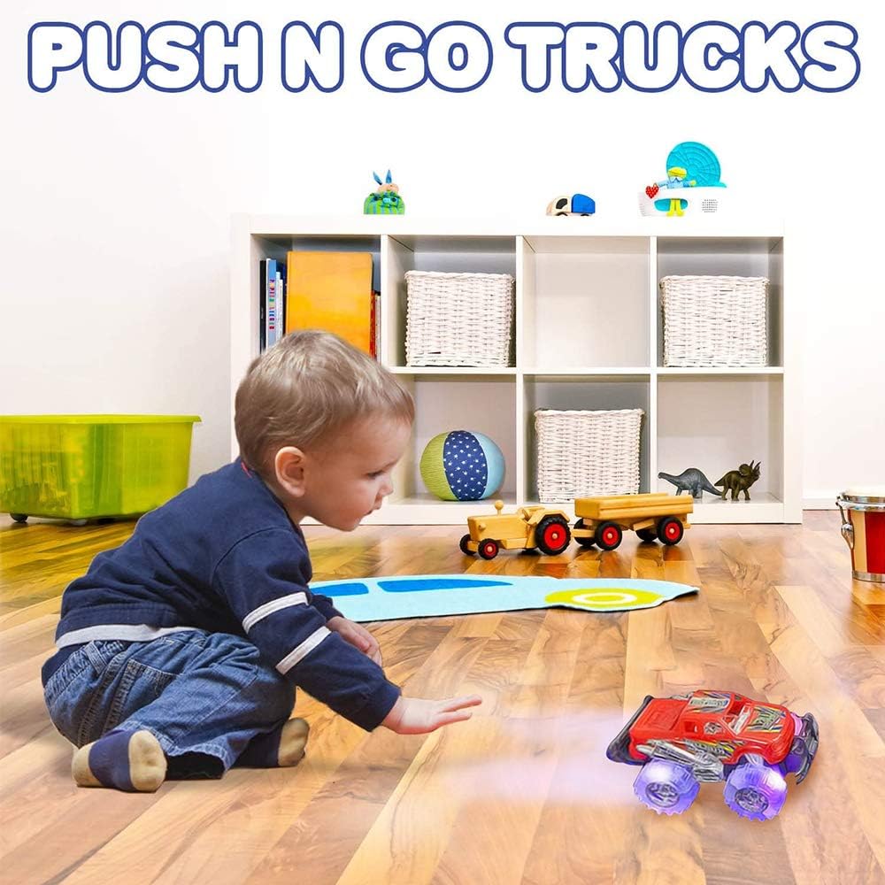Light Up Monster Trucks for Boys and Girls, Toy Truck Set of 2, Monster Trucks for Boys 3-6 Years Old, Toddler Monster Truck Toys, Light Up Trucks