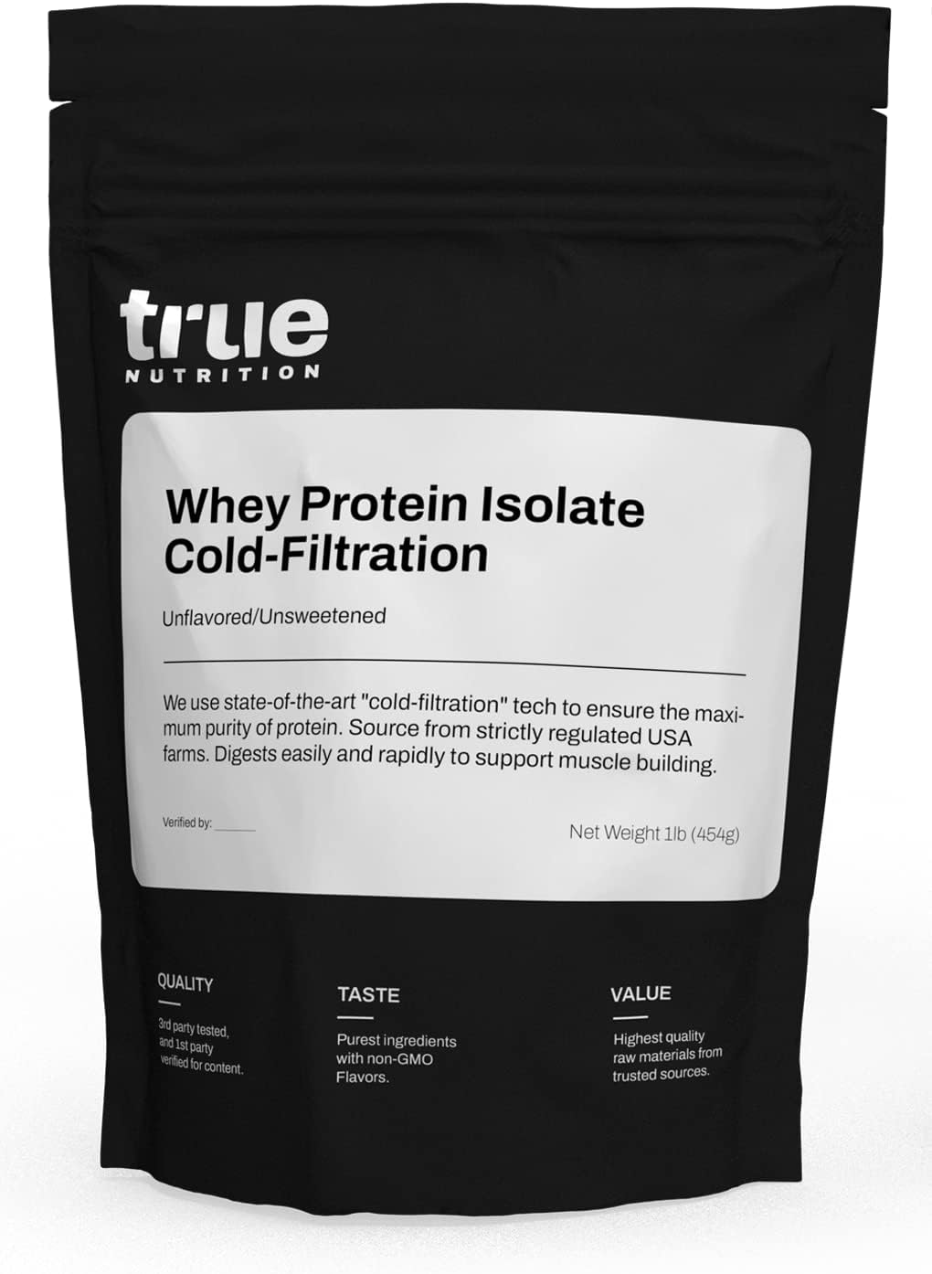 True Nutrition Whey Protein Isolate, Unflavored, 1lb | Cold-Filtered, 30g Protein per Serving, Unsweetened, No Additives, Keto, Gluten Free, Lactose Free, Non-GMO