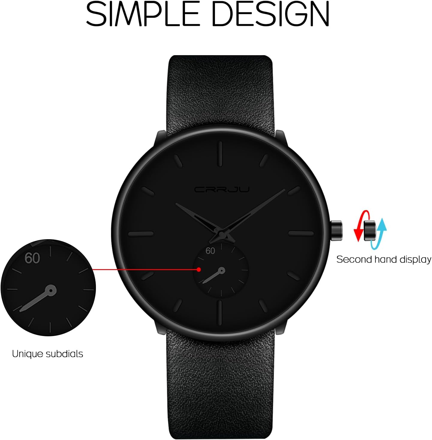 Mens Watches Ultra-Thin Minimalist Waterproof-Fashion Wrist Watch for Men Unisex Dress with Leather Band
