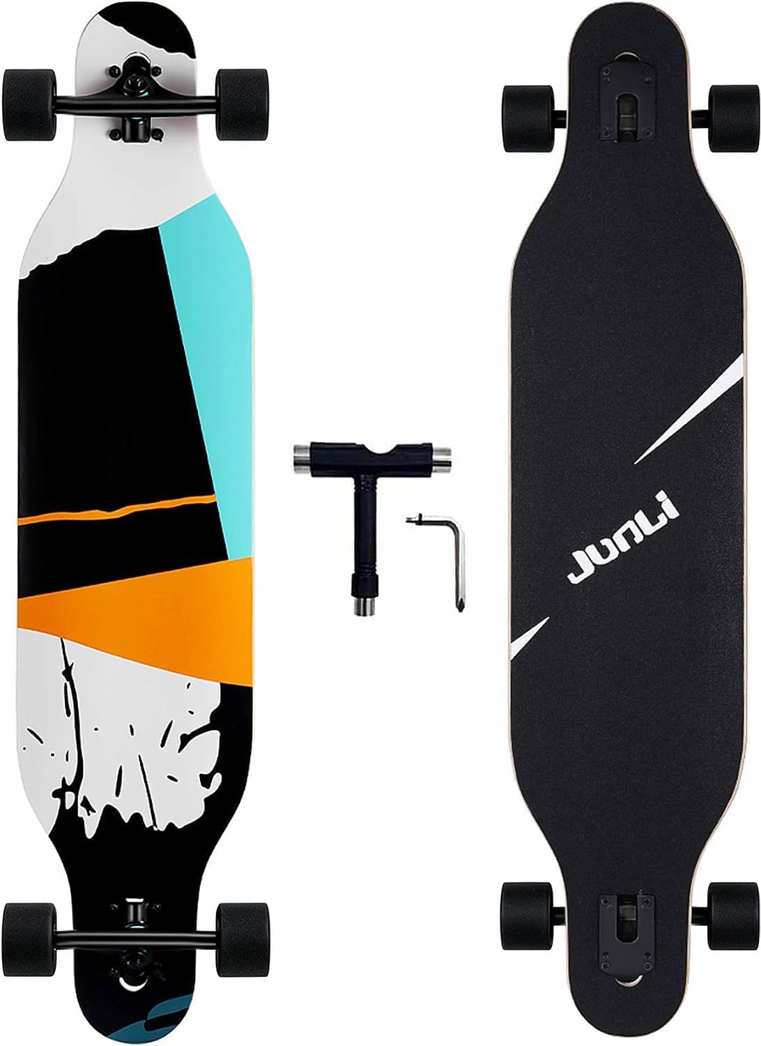 Junli 41 Inch Freeride Skateboard Longboard - Complete Skateboard Cruiser for Cruising, Carving, Free-Style and Downhill