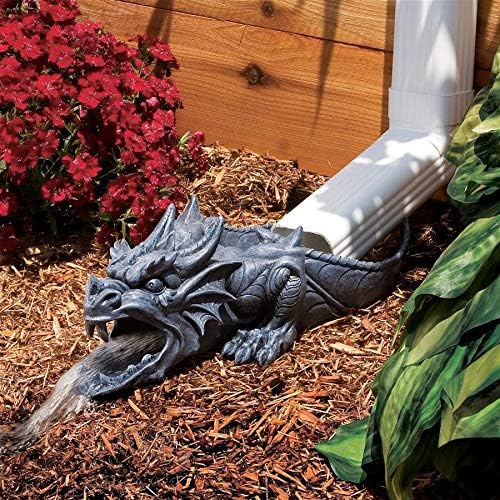 Design Toscano Roland the Gothic Gargoyle Gutter Guardian Rain Downspout Extension Outdoor Statue, 10 Inch Long, Cast Stone Resin, Grey Stone Finish