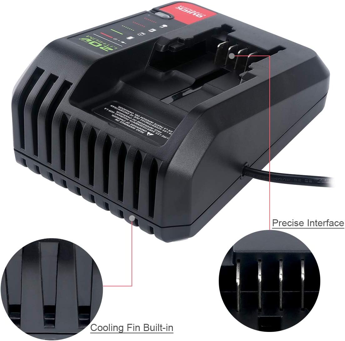 Lasica 20V Max Charger Compatible with Black & Decker 20v Battery and Compatible with Porter-Cable 20v Battery LBXR20 LBXR2020 PCC681L PCC685L