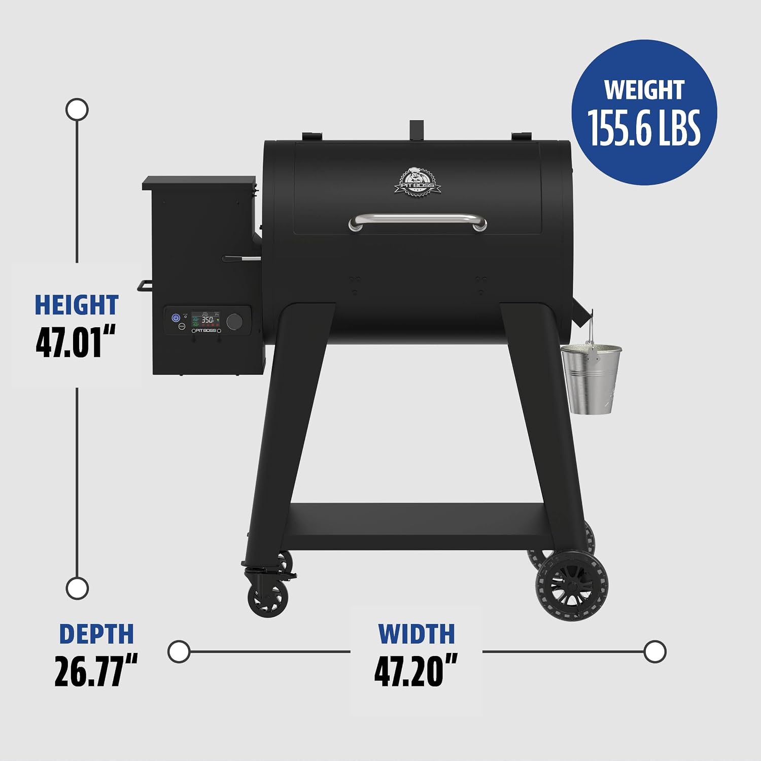 Pit Boss 500 FB2 Series Wood Pellet Grill & Smoker with Flame Broiler and LCD Digital Controller, 518-Sq. In. Cooking Space, 180°F to 500°F Temperature Range, Meat Probe, 5 lb. Pellet Hopper, Black