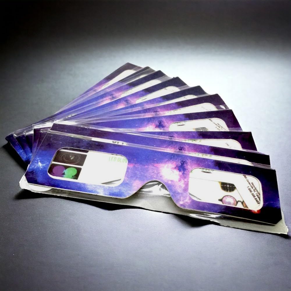 GloFX Paper Cardboard Diffraction Glasses - Great for Christmas Lights, Parties, Raves, Festivals, Light Shows, & Fireworks