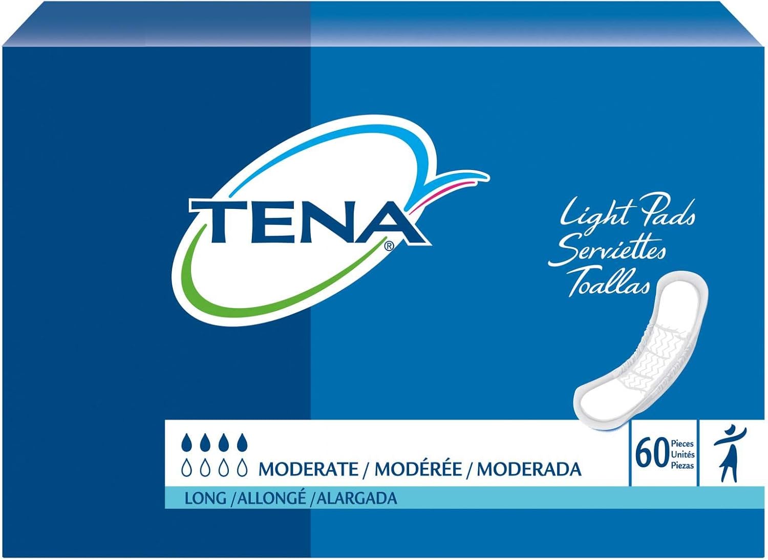 Tena ProSkin Moderate Long Unisex Incontinent Pad Long Length 12" L 41409, 180 Ct