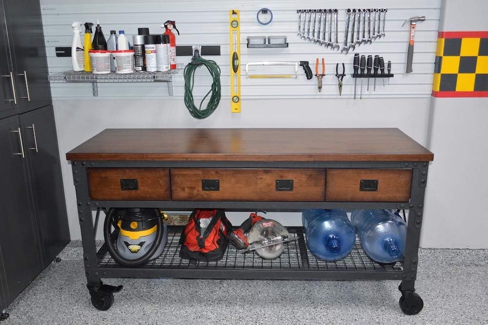 Duramax Rolling Workbench Furniture 72 in. x 24 in. with 3 Drawers, for Home, Garage, Workshop