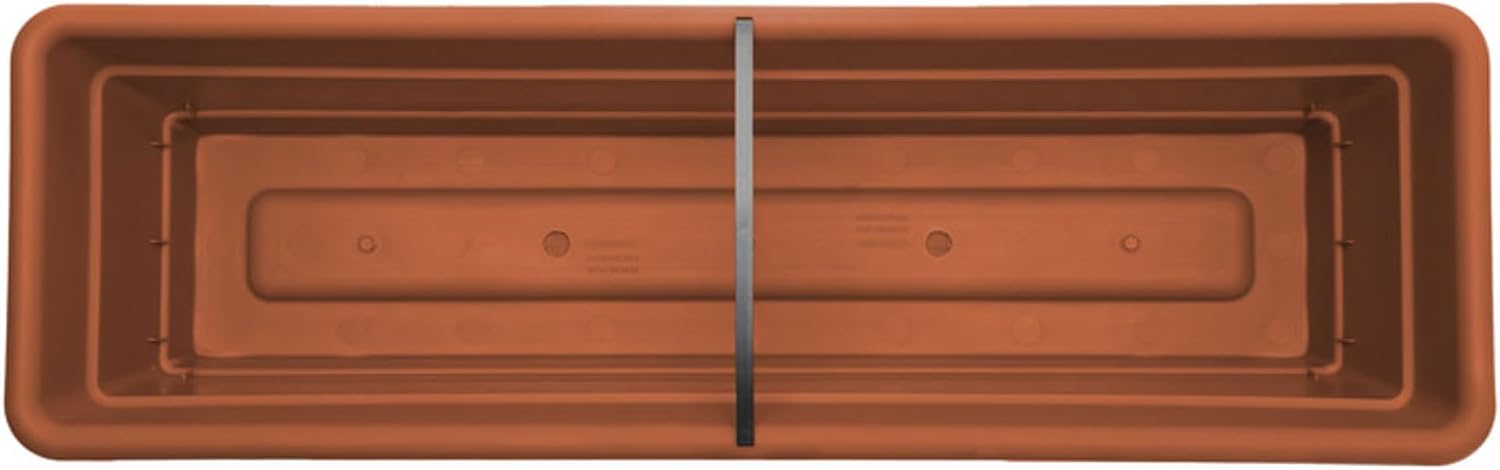 Bloem Dura Cotta Window Box Planter: 24" - Terra Cotta - with Tray, Weatherproof Resin Box, Removable Tray for Indoor & Outdoor Use, Gardening, 3 Gallon Capacity