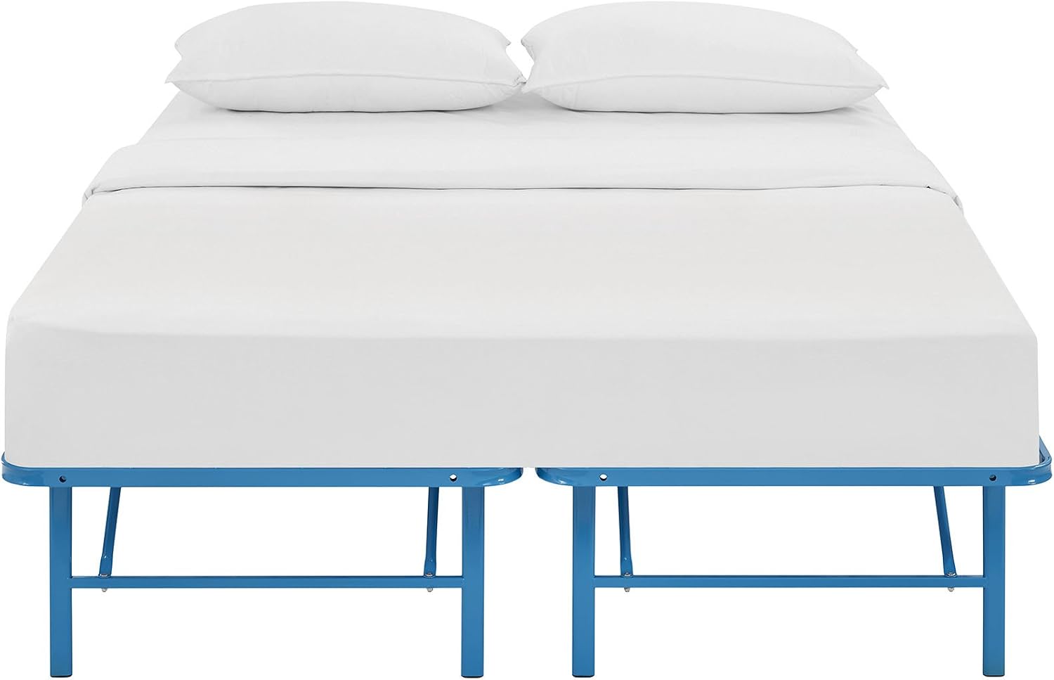 Modway Horizon Queen Bed Frame In Gray - Replaces Box Spring - Folding Metal Mattress Bed Frame