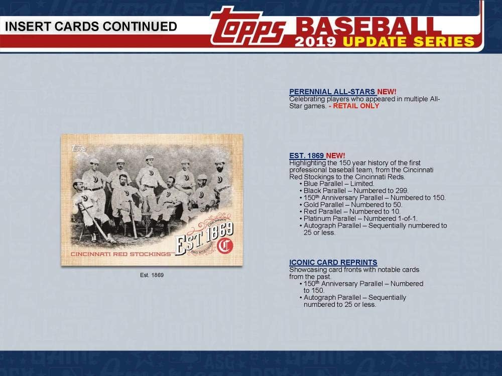 2019 Topps Update Baseball Blaster Box (7 Packs/14 Cards: 1 Hit, 5 Inserts)