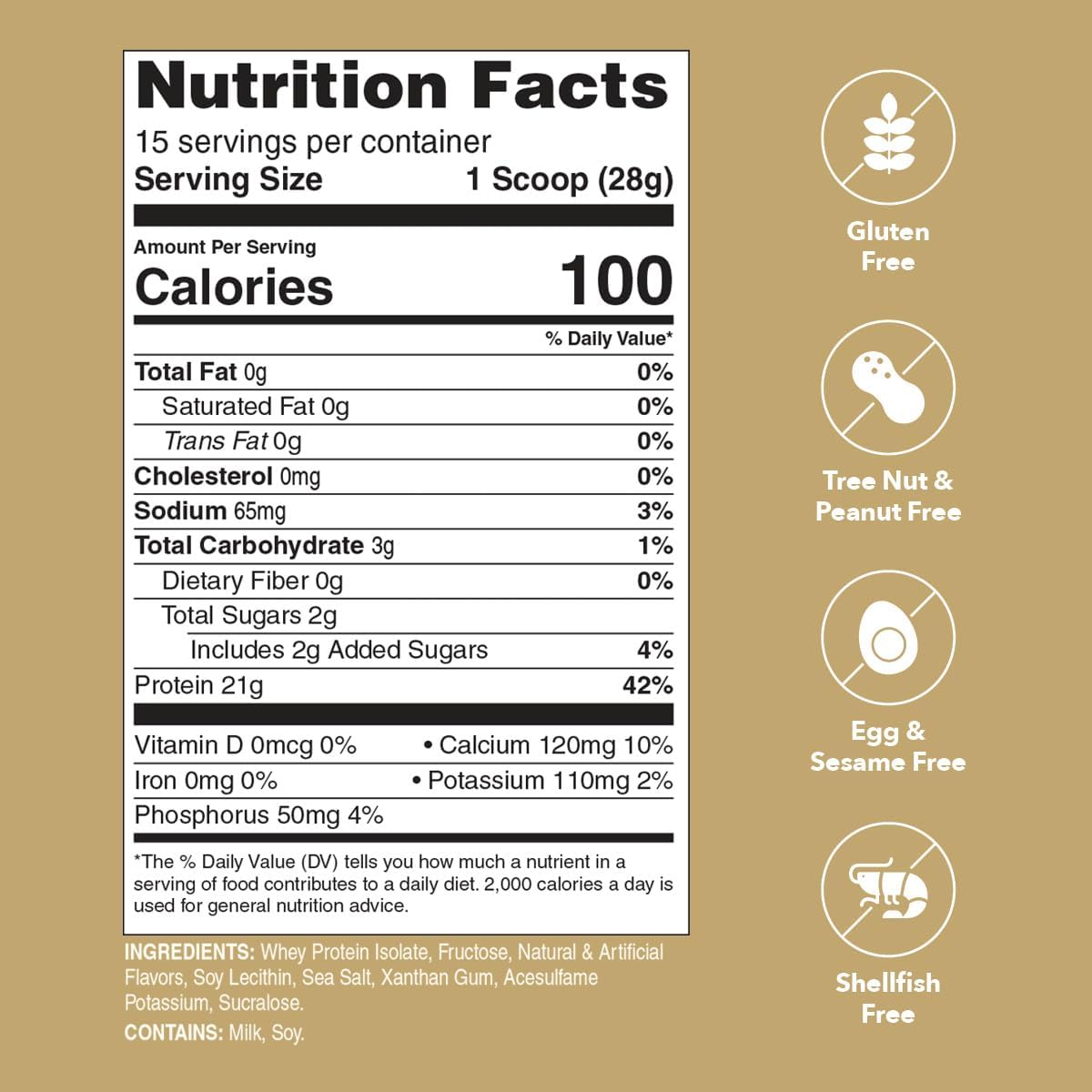 Unflavored Protein Powder | 21g 100% Whey Isolate Protein Powder | Unflavored Whey Protein Powder | Low Carb and Sugar Free Whey Protein Isolate | Gluten Free | Certified Kosher | 15 Servings