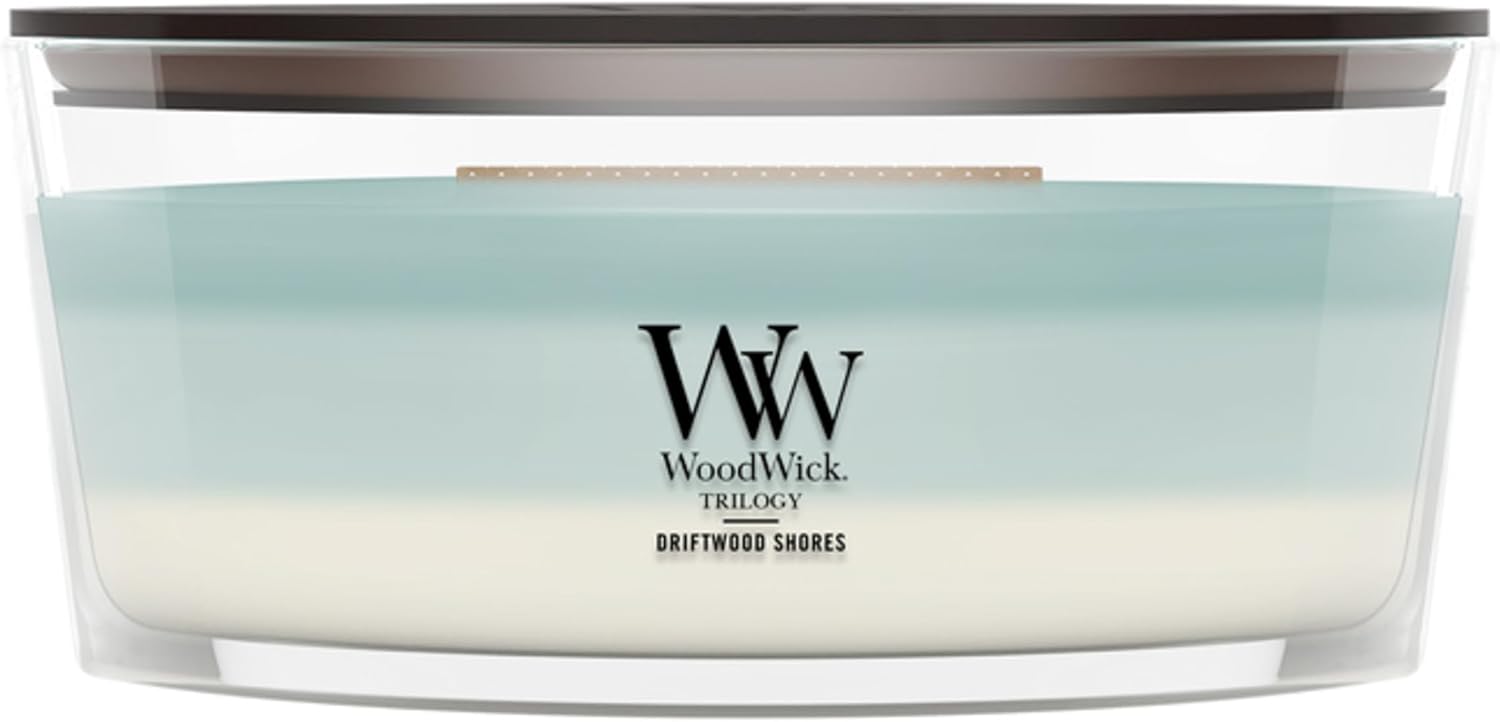 WoodWick Café Sweets Trilogy Holiday Candle Gifts for Women and Men, 9.7 oz Medium Hourglass Trilogy Candle with Crackling Wick