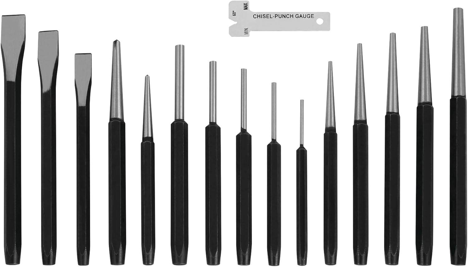 Performance Tool W758 5-Piece 8 in. Long Pin Punch Set | Carbon steel construction with hardened tips. Knurled handles for sure grip. Reaches deeply set pins