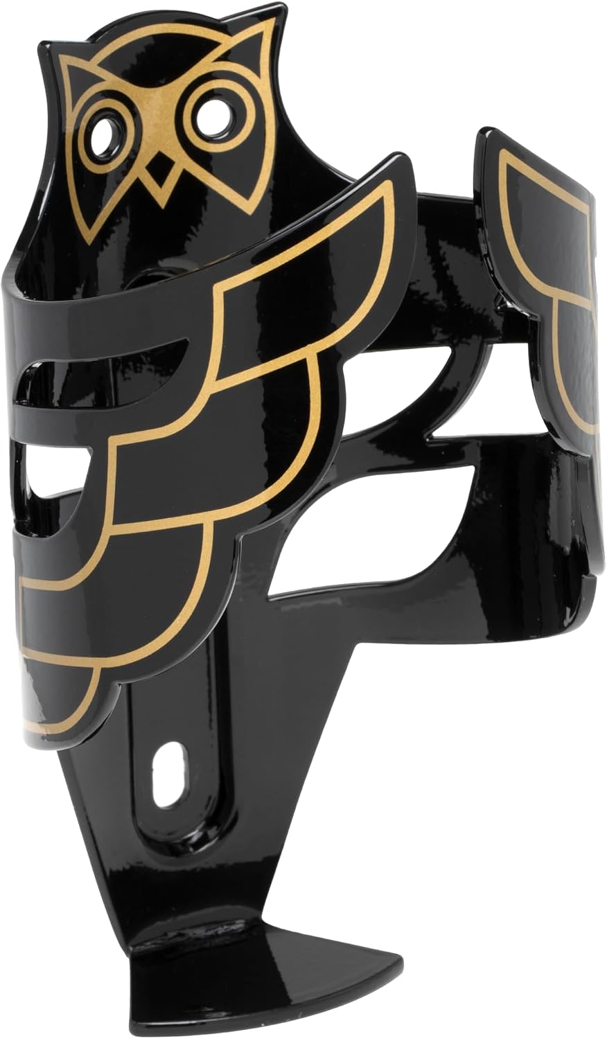 Portland Design Works Water Bottle Cage - Lightweight Water Bottle Holder for Bikes, Owl Cage, Black/Gold