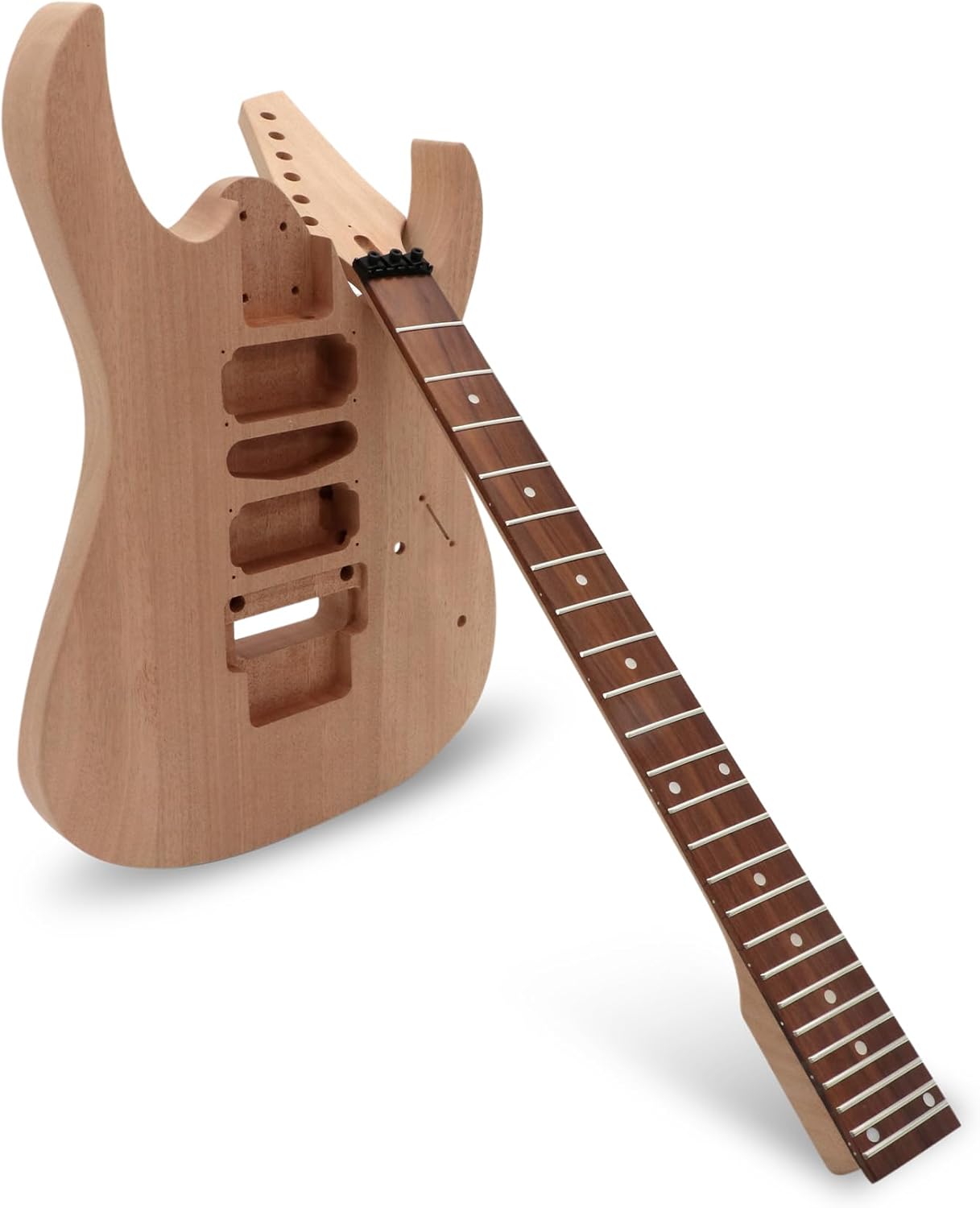 DIY Electric Guitar Kit Beginner Kit 6 String Right Hand JS Series | Mahogany Body, Mahogany Neck, Rosewood Fretboard, Black Hardware