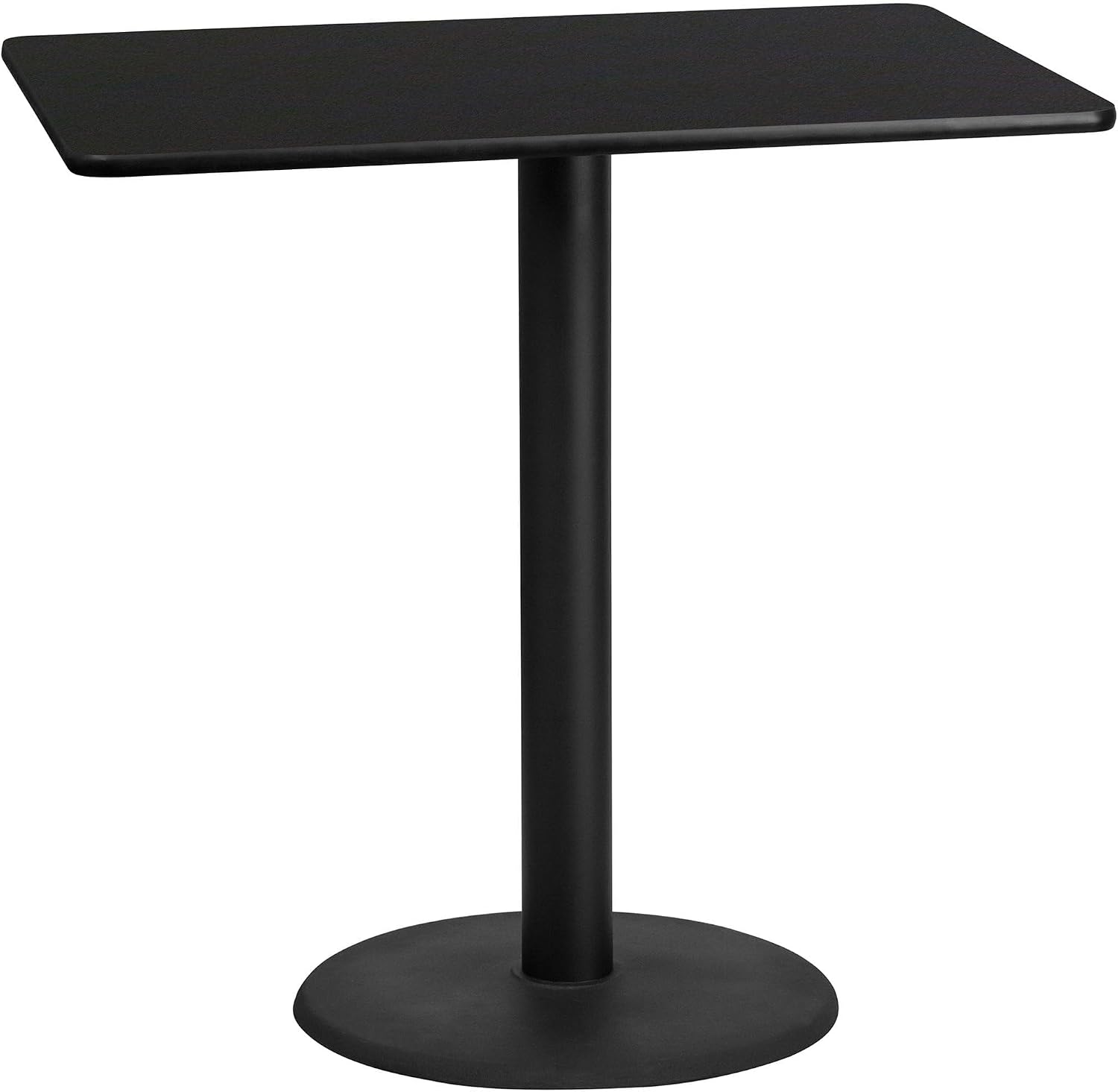 Flash Furniture 48x30" Rectangular Table and 24" Round Base, Walnut | Bar Height, Laminate, Durable Construction, Commercial Use