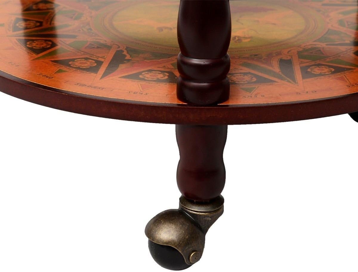 36" Wood Globe Wine Bar Stand 16th Century Italian Rack Liquor Bottle Shelf New