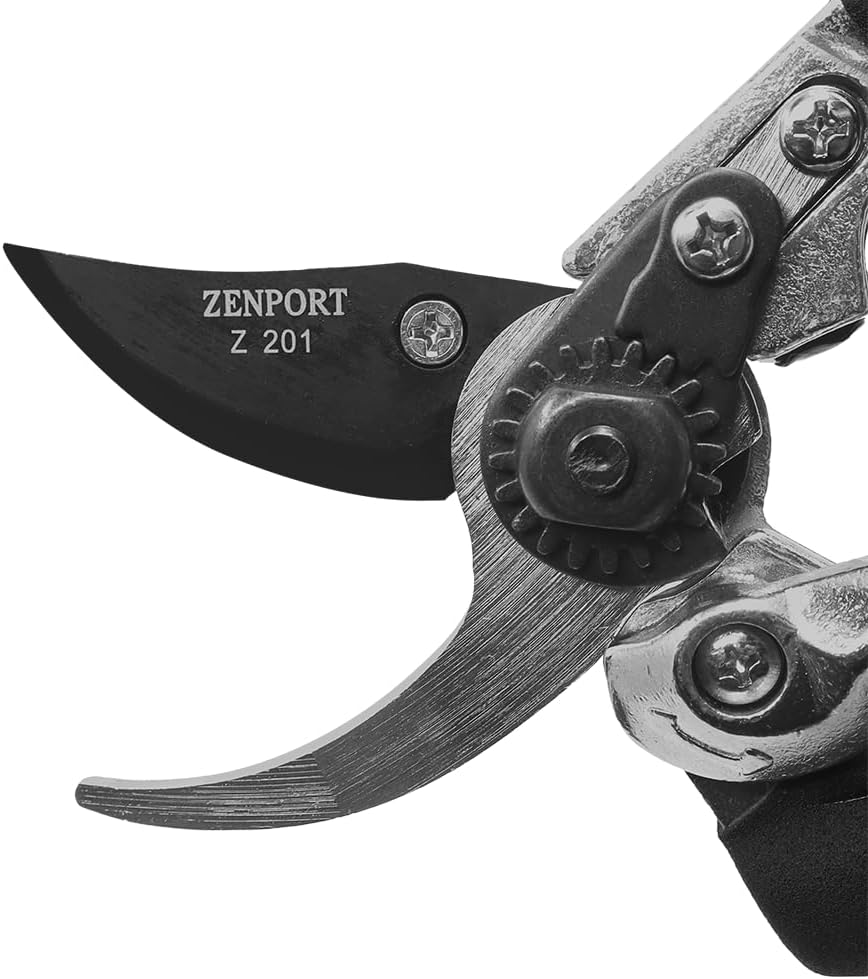 Zenport Z201 Heavy Duty Pruner, Bypass Euro, Black Handles, Steel, 8-Inch