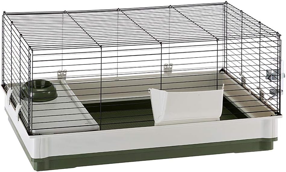 Ferplast Krolik Green Rabbit Cage Deluxe | Rabbit Cage Includes All Accessories & Measures 39.4L x 23.6W x 19.7H & Includes All Accessories | 1-Year Manufacturer's Warranty