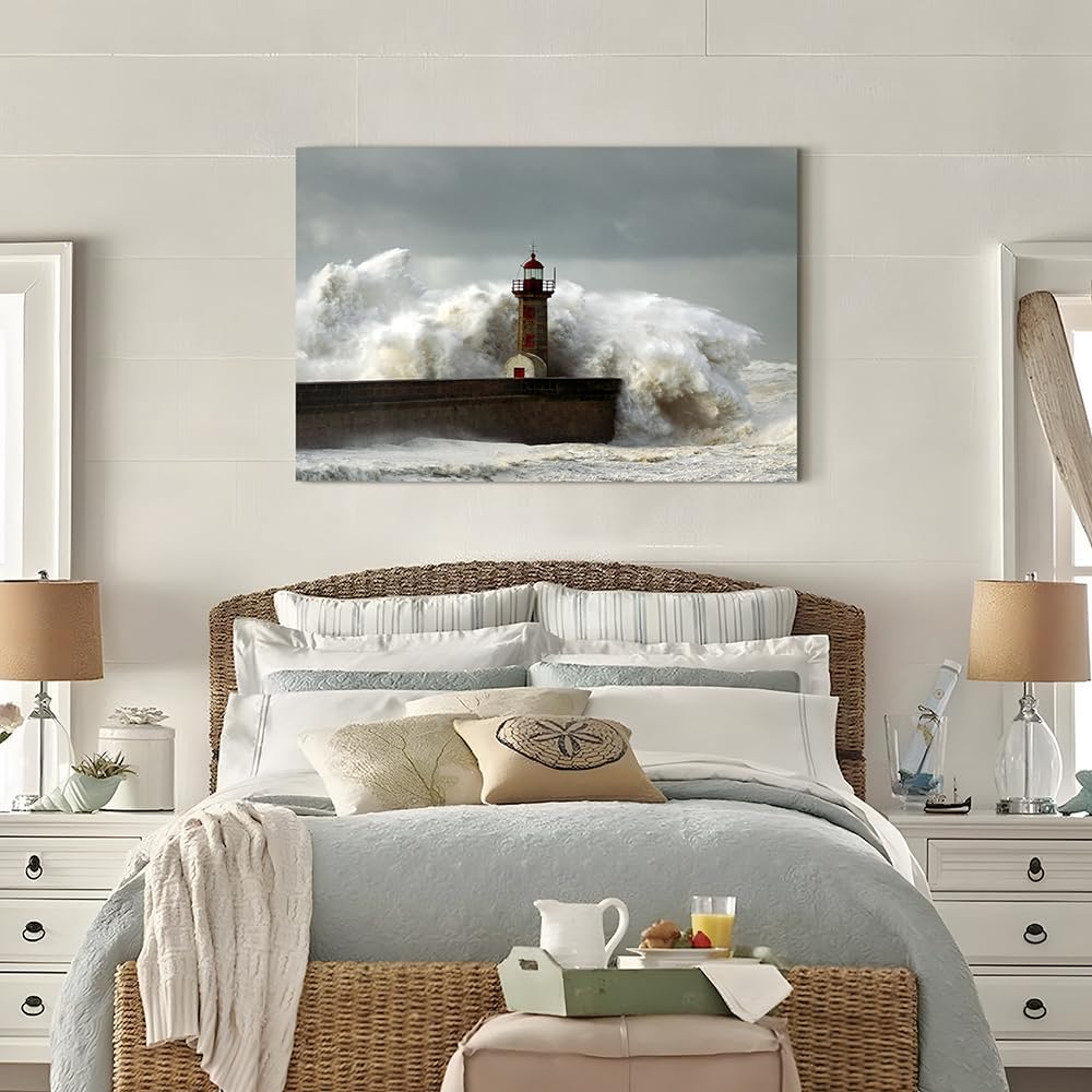 Hardy Gallery Ocean Wave Canvas Wall Art Coastal Decor 16x11 Inch