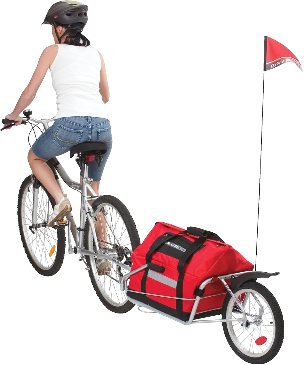 One-Wheel Bicycle Cargo Trailer with Kickstand – Converts to Wheelbarrow, Includes Bag, Fits 18" to 700c Bikes