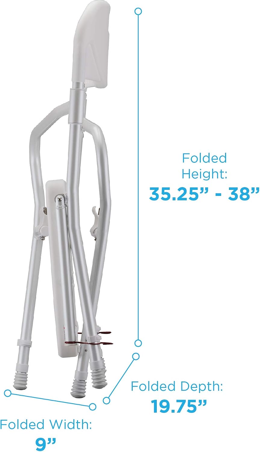 NOVA Medical Products Foldable Bath and Shower Chair with Arms and Back, U Shaped Front Design for Hygienic Cleaning, Seat Height Adjustable