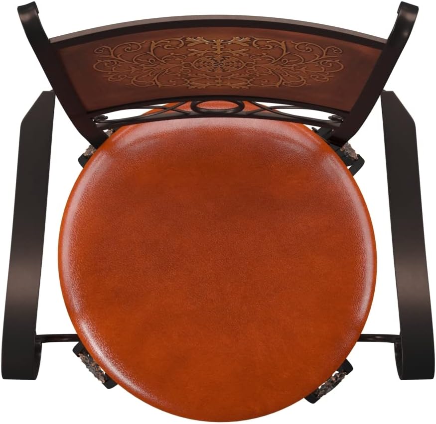 Powell Company Big & Tall Copper Stamped Back Arms by Powell Big and Tall Counter Stool, 24" Seat Height, brown